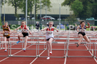 Girls under-13s 70 metres hurdles, 2019 North Eastern Track and Field Champs., Middlesbrough. Photo:  David T. Hewitson/Sports for All Pics